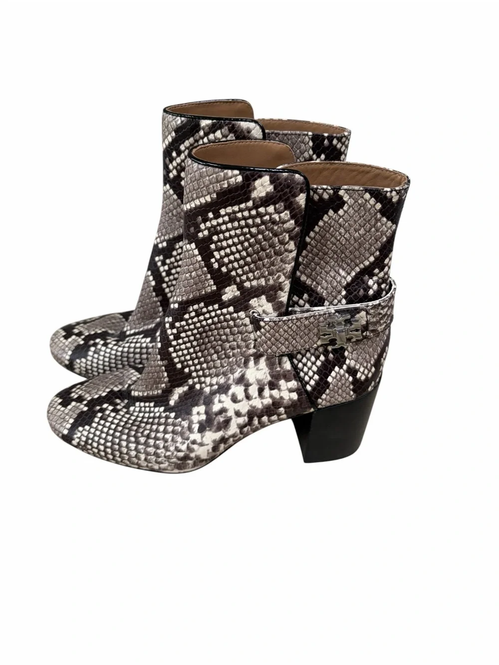 Tory Burch Snake Print Ankle Boots - Black &‎ Gray size 8